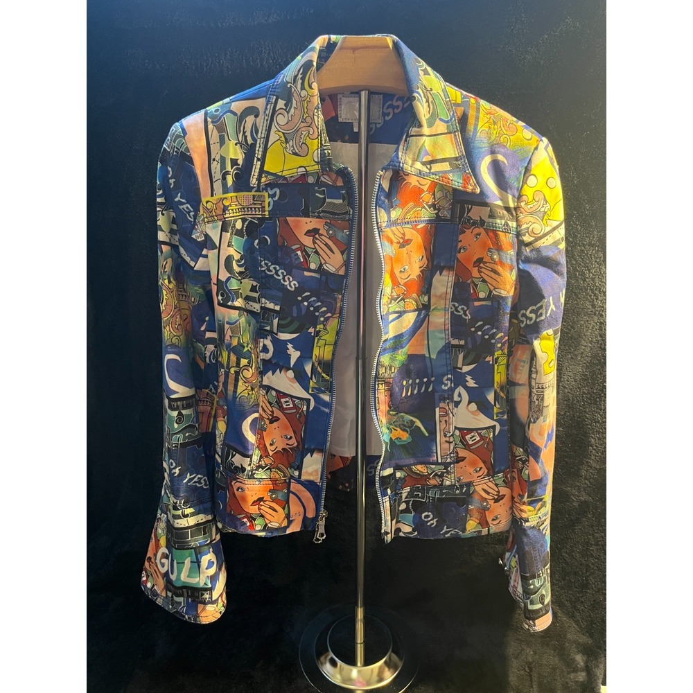 Alberto Makali - comic book cartoon crop jacket - bell sleeve SIZE 6